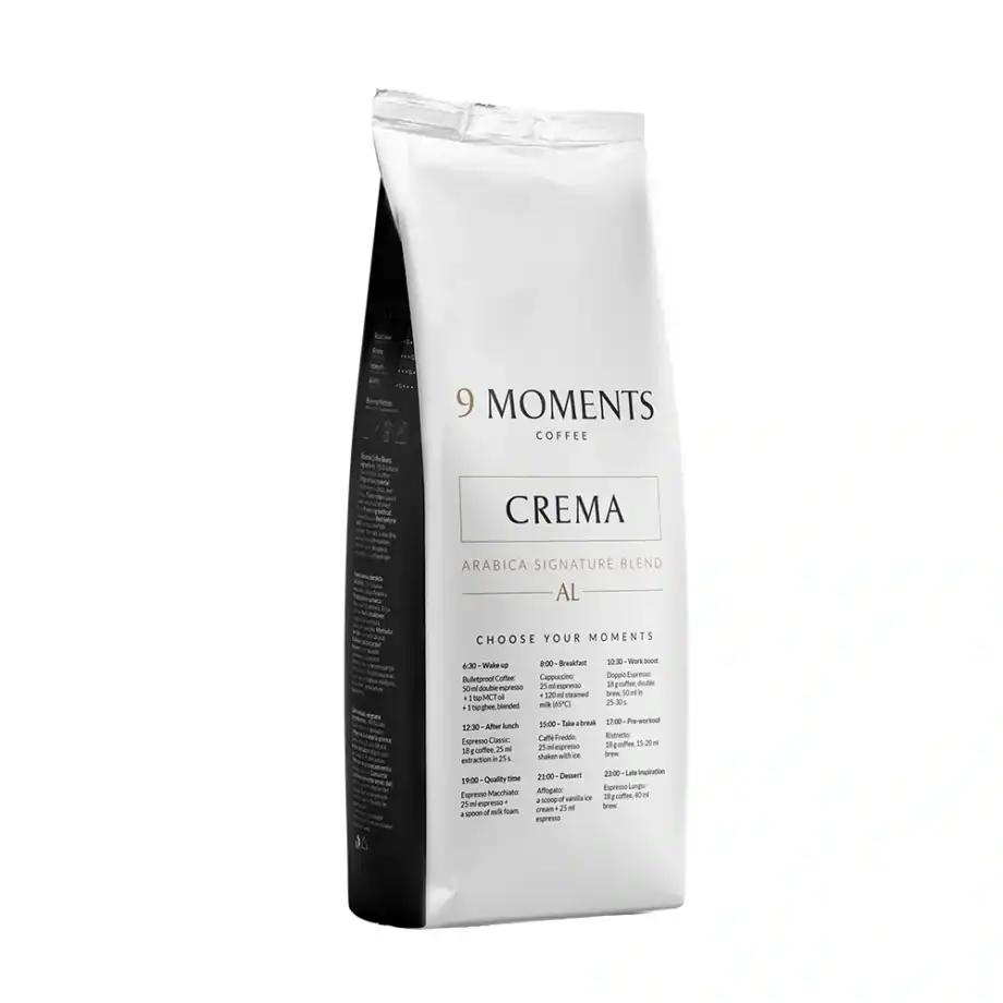 9 Moments Crema roasted coffee beans 500g